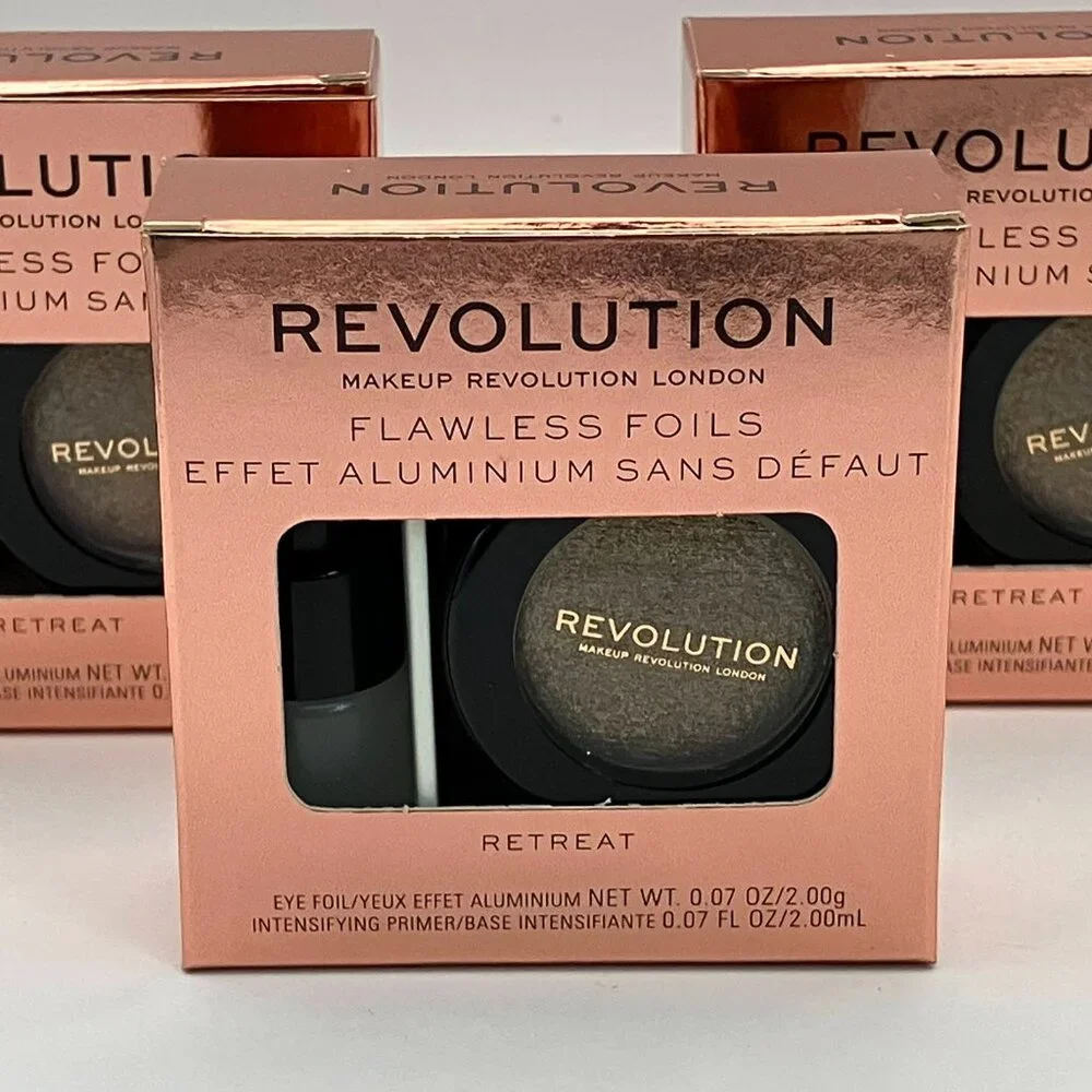 Revolution Flawless Foils Eye Shadow Primer Retreat Metallic Rose Gold Pack Of 3